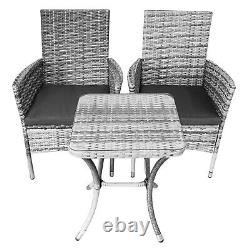 Rattan Bistro Set Garden Chair Table Patio Outdoor Cushion Conservatory 2 Seater