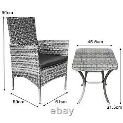 Rattan Bistro Set Garden Chair Table Patio Outdoor Cushion Conservatory 2 Seater