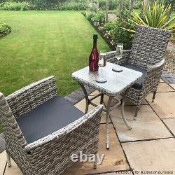 Rattan Bistro Set Garden Chair Table Patio Outdoor Cushion Conservatory 2 Seater