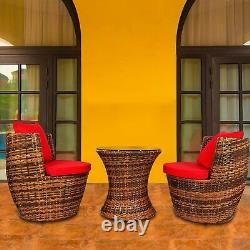 Rattan Bistro Set Outdoor Garden Home Patio Furniture 2 Chairs & Coffee Table
