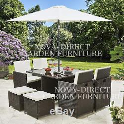 Rattan Brown Garden Dining Furniture Cube Set Chairs Sofa Table Outdoor Patio