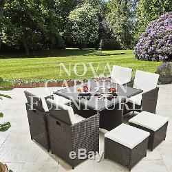 Rattan Brown Garden Dining Furniture Cube Set Chairs Sofa Table Outdoor Patio