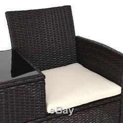 Rattan Chair Double Seater Cushion Middle Tea Table 2 Seat Set Furniture Garden