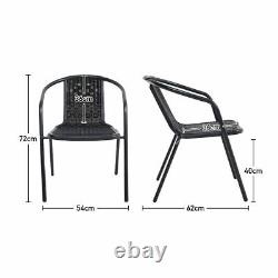 Rattan Chair Glass Table Patio Furniture Set Outdoor Conversation Set for Garden