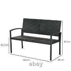 Rattan Chair Loveseat 2 Seater Garden Furniture Wicker Black Outdoor