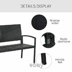 Rattan Chair Loveseat 2 Seater Garden Furniture Wicker Black Outdoor