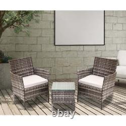 Rattan Chair & Tea Table Sets With Cushion For Balcony & Patio Garden Furniture