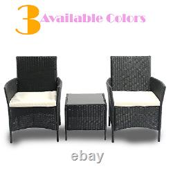 Rattan Coffee Table Chairs Garden Set Bistro Furniture 2Seater Balcony Outdoor