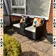 Rattan Companion Bench Set Patio Garden Furniture Love Seat Sofa Table Chair Set