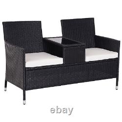 Rattan Companion Bench Set Patio Garden Furniture Love Seat Sofa Table Chair Set