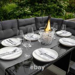 Rattan Corner Dining Set Outdoor Garden Furniture Black 9-Seater L Shape Sofa