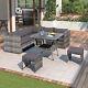 Rattan Corner Garden Furniture 7 Seater Corner Sofa Table Outdoor Patio Set Grey