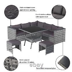 Rattan Corner Garden Furniture 7 Seater Corner Sofa Table Outdoor Patio Set Grey