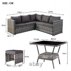 Rattan Corner Garden Furniture 7 Seater Corner Sofa Table Outdoor Patio Set Grey