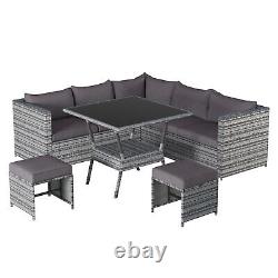 Rattan Corner Garden Furniture 7 Seater Corner Sofa Table Outdoor Patio Set Grey