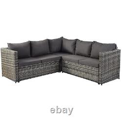 Rattan Corner Garden Furniture 7 Seater Corner Sofa Table Outdoor Patio Set Grey