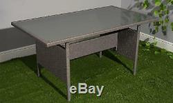 Rattan Corner Garden furniture Sofa 8 Seater with Bench Dining Set Grey