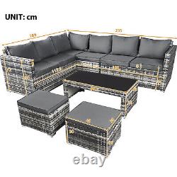 Rattan Corner Group Patio Garden Furniture Set 8 Seater Outdoor Sofa Table Set