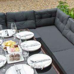 Rattan Corner Set Garden Furniture Sofa Stools Table Waterproof Cushions & Cover