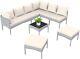 Rattan Corner Sofa Dining Set Outdoor Garden Furniture 8-seater Dining Table Set