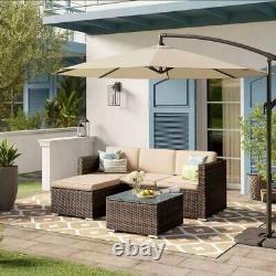 Rattan Corner Sofa Garden Furniture Set L-Shape 4 Seater for Indoor/Outdoor Pa