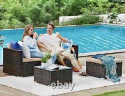 Rattan Corner Sofa Garden Furniture Set L-Shape 4 Seater for Indoor/Outdoor Pa