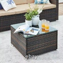 Rattan Corner Sofa Garden Furniture Set L-Shape 4 Seater for Indoor/Outdoor Pa