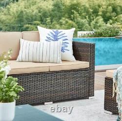 Rattan Corner Sofa Garden Furniture Set L-Shape 4 Seater for Indoor/Outdoor Pa