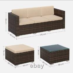 Rattan Corner Sofa Garden Furniture Set L-Shape 4 Seater for Indoor/Outdoor Pa