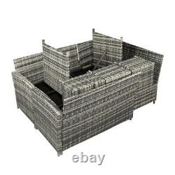 Rattan Corner Sofa Garden Patio Furniture Set Dining Table Stools Grey 9 Seater