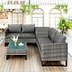 Rattan Corner Sofa Set Outdoor Garden Furniture Patio L-shaped With Coffee Table