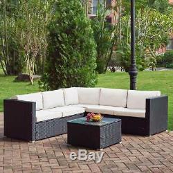 Rattan Corner Sofa Table Set 6 Seater Garden Furniture Patio PE Wicker Outdoors