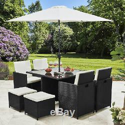 Rattan Cube Dining Table Garden Furniture Patio Set Grey Brown Black