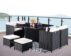 Rattan Cube Set Garden Furniture Set Outdoor Dining Sofa Set Table & Stool