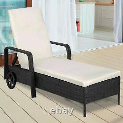 Rattan Day Bed Garden Furniture Outdoor Patio Reclining Sun Lounger Black Brown