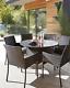 Rattan Dining Set 6-seater Patio Garden Furniture Circular Table Chairs