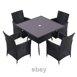 Rattan Dining Sets Garden Furniture Black Table And Chairs Outdoor Patio Seater