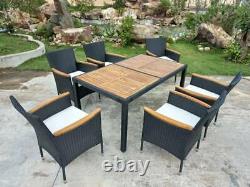 Rattan Dining Table and Chairs Set Patio Outdoor Garden Furniture 6 Seater