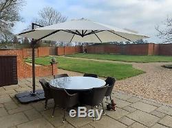 Rattan Effect 7pc Garden Furniture Set Outdoor Patio Table, Chairs & Umbrella