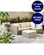 Rattan Effect Corner Sofa Grey With Cream Cushions Garden Furniture Sofa Bed