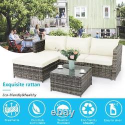Rattan Effect Corner Sofa Lounge Set with Table 4-Seat Outdoor Garden Furniture