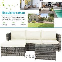 Rattan Effect Corner Sofa Lounge Set with Table 4-Seat Outdoor Garden Furniture
