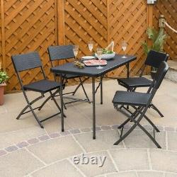 Rattan Effect Garden Dining Set 4ft Folding Table 4 Chairs Furniture Christow