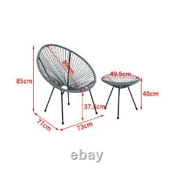 Rattan Egg Shape Garden Bistro Tea Table and 2 Chair Outdoor Patio Furniture Set