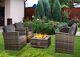 Rattan Fire Pit Sofa Set Garden Furniture 2 Arm Chair Table Set & Patio 2 Seater