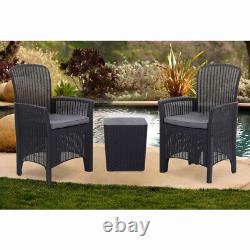 Rattan Furniture Bistro Set 3 Piece Outdoor Garden Chair Table Patio Wicker Sets