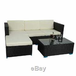 Rattan Furniture Corner Sofa Set With Cushion Outdoor Patio Garden Lounger