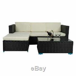 Rattan Furniture Corner Sofa Set With Cushion Outdoor Patio Garden Lounger
