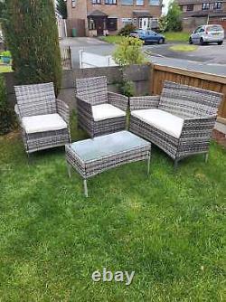 Rattan Furniture Garden Furniture Table Sofa Chairs Set Outdoor Patio Wicker 4Pc