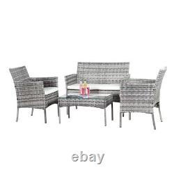 Rattan Furniture Garden Furniture Table Sofa Chairs Set Outdoor Patio Wicker 4Pc